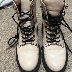 Coach Cream Ankle Boots with Black Accents